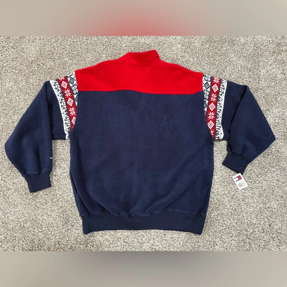 NWT vintage dead stock Tommy Hilfiger men's quarter zip USA inspired, size large - Picture 5 of 8